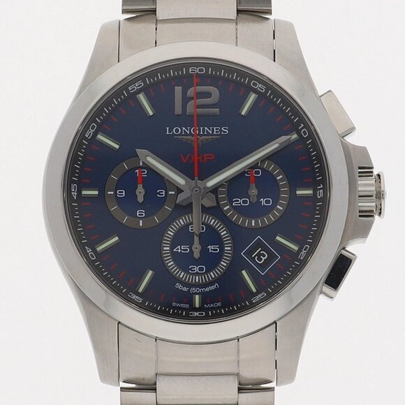 LONGINES L3.717.4.96.6 Conquest Chrono blue SS/CE QZ - Picture 1 of 11